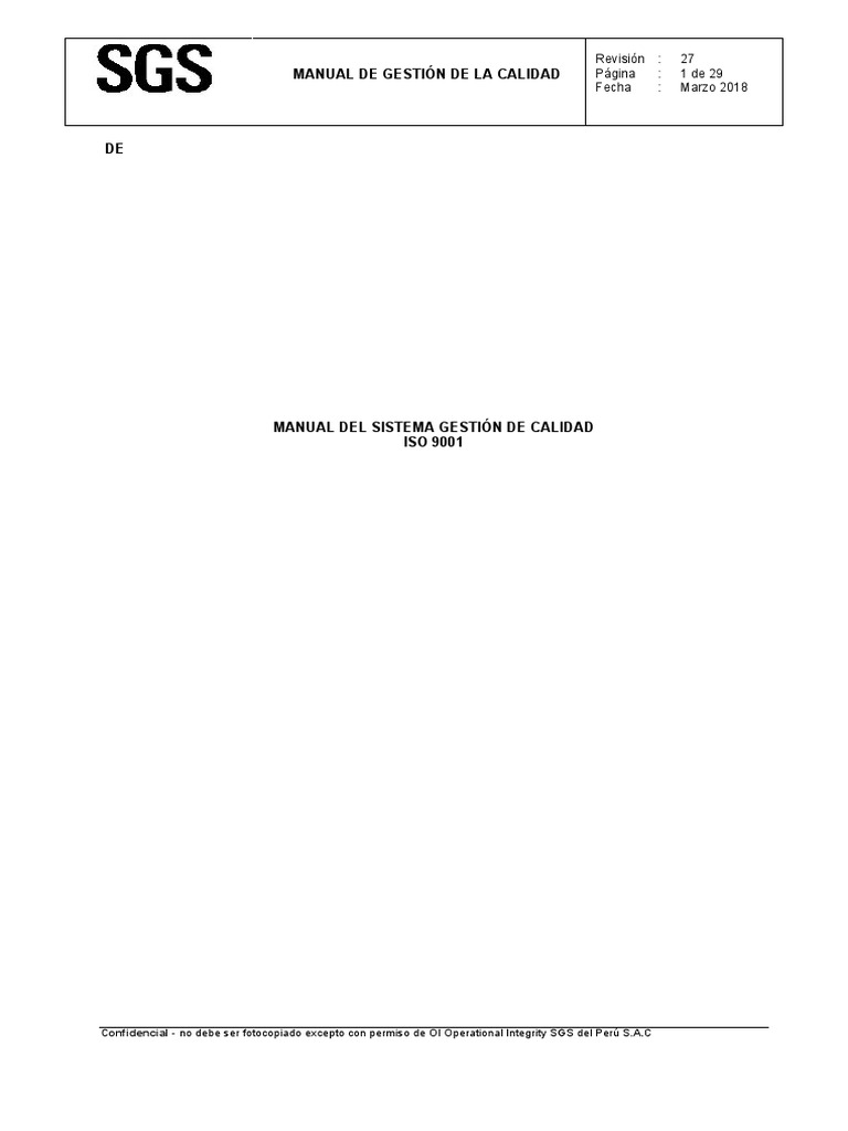 Manual de Gestión de Calidad ISO 9001 | PDF | Sistema de manejo de ...