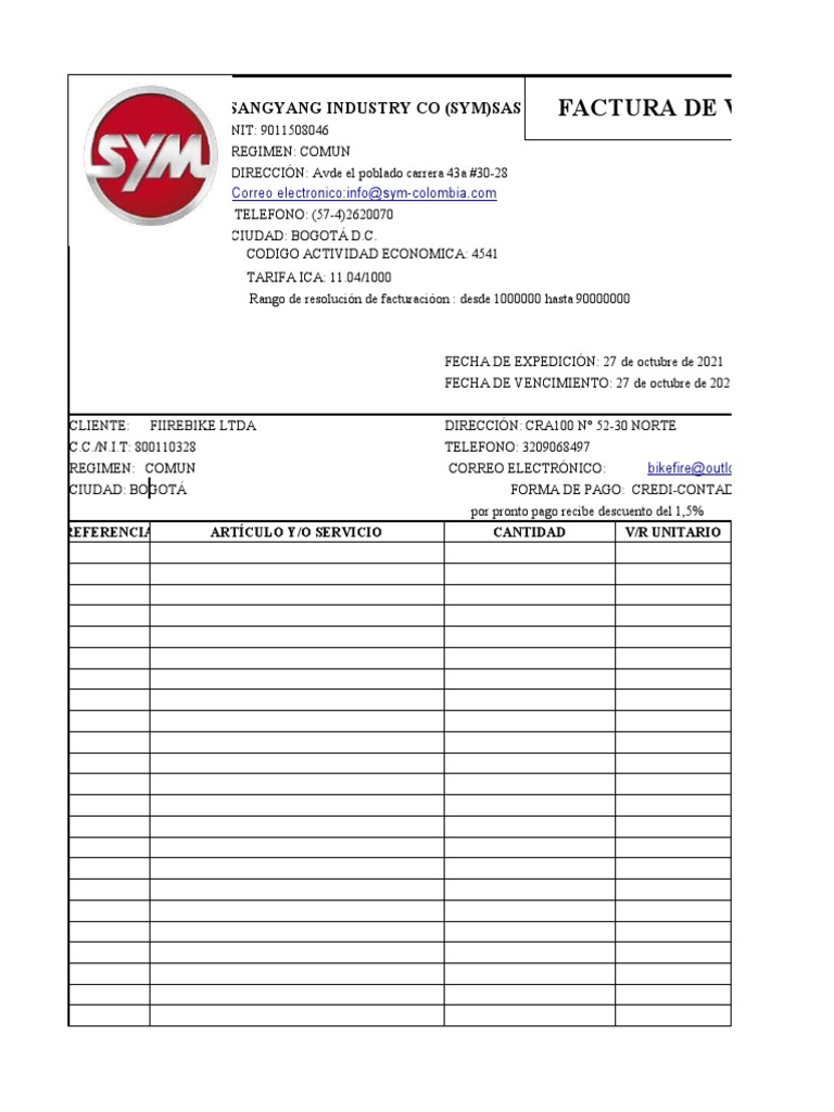 Factura Sym | PDF