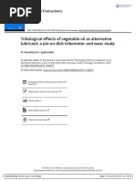 Tribological Effects of Vegetable Oil As Alternative Lubricant: A Pin-On-Disk Tribometer and Wear Study