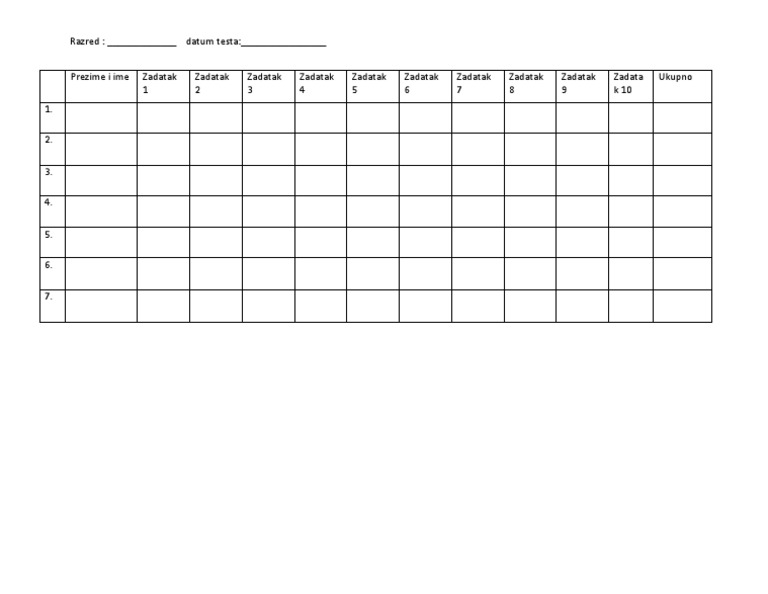 Tabela Test | PDF