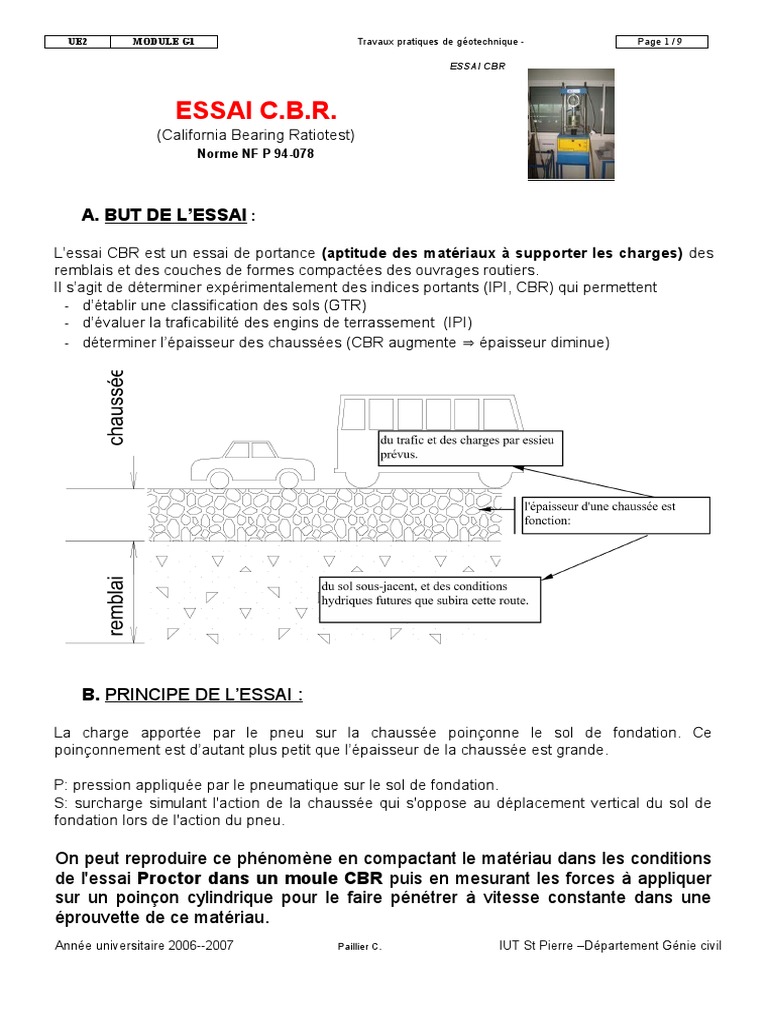 Essai CBR : Mode Opératoire et Objectifs | PDF | Les tests | Génie du ...