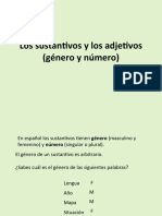 Género y número de sustantivos y adjetivos en español