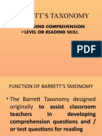 Barrett'S Taxonomy: Reading Comprehension Level or Reading Skill