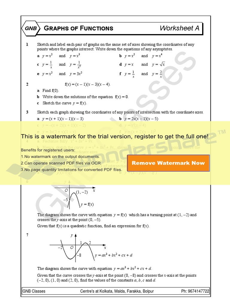 GNB Classes: Worksheet A | PDF | Cartesian Coordinate System | Tangent