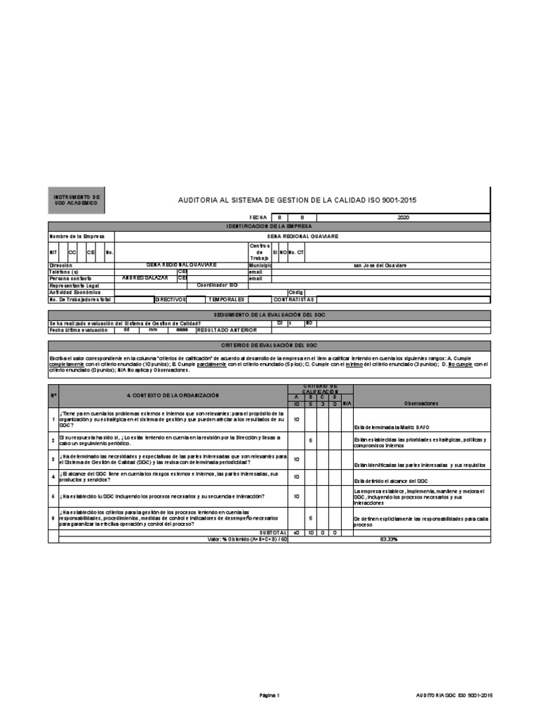 Check List Iso 90012015 Docsity Vrogueejemplo De Check List