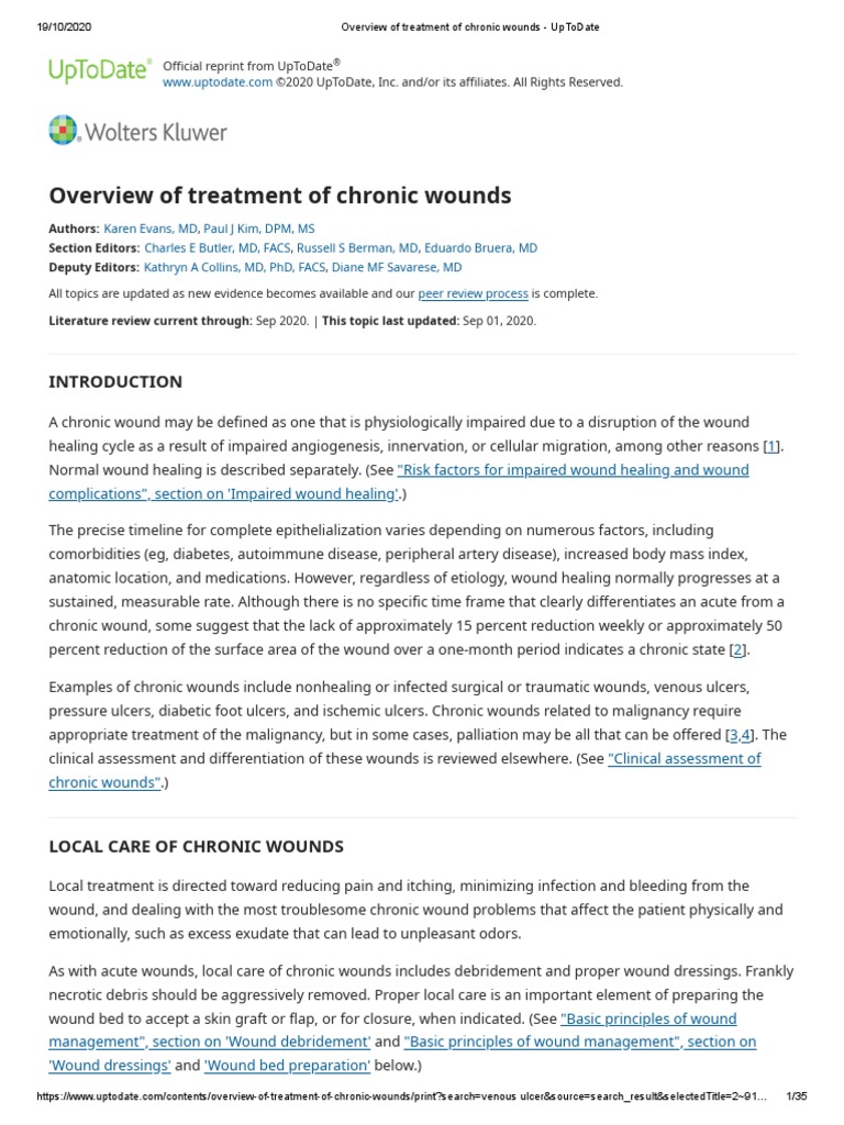 Overview of Treatment of Chronic Wounds - UpToDate | PDF | Wound | Surgery