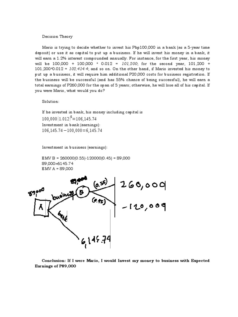 Investment Decision Analysis for Mario | PDF