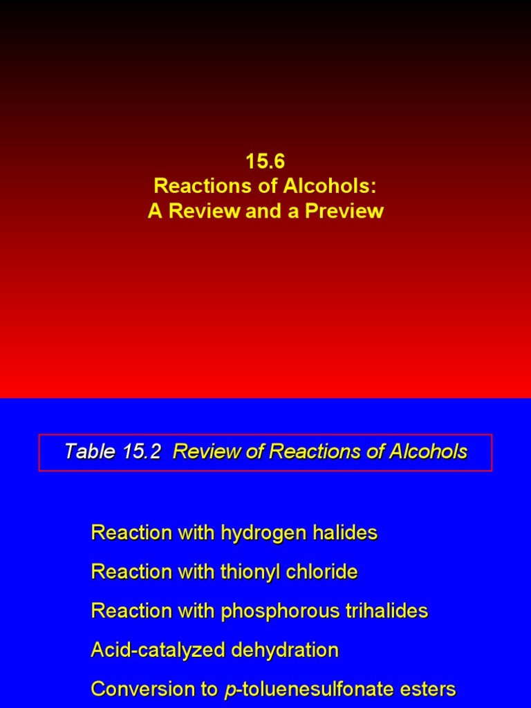 15.6 Reactions of Alcohols: A Review and A Preview | PDF | Ester | Ether