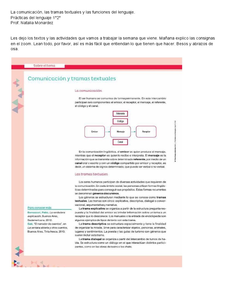 Actividades sobre funciones y tramas textuales | PDF | Artes del ...