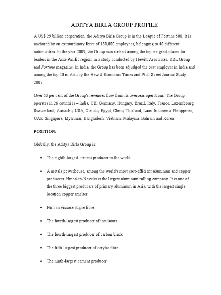 Aditya Birla Group Overview and Milestones | PDF | Cement | Concrete