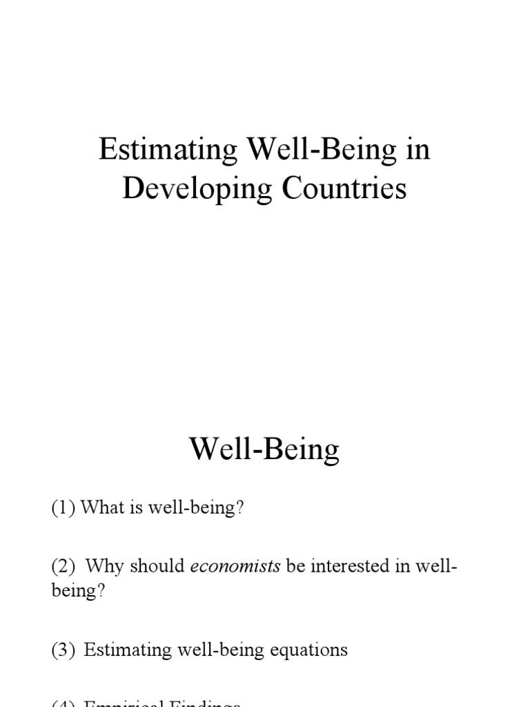 Well-Being Estimation in Developing Nations | PDF | Quality Of Life ...