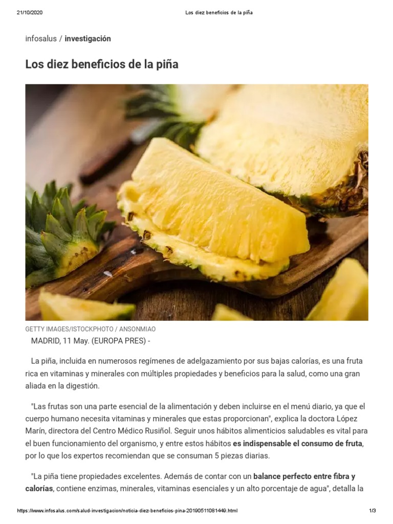 Beneficios De La Piña Para La Salud Para Esto Sirve Tomar Licuado De