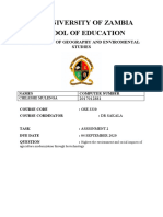 The University of Zambia School of Education: Department of Geography and Enviromental Studies