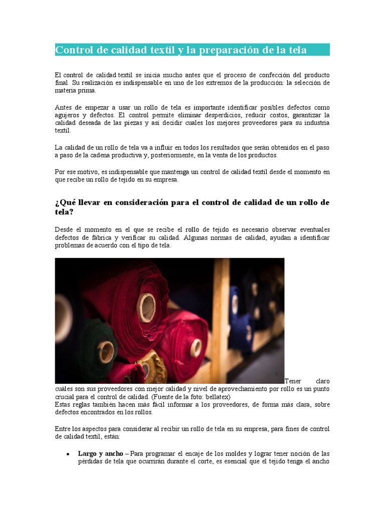 Control de Calidad en la Industria Textil | PDF | Planificación de ...