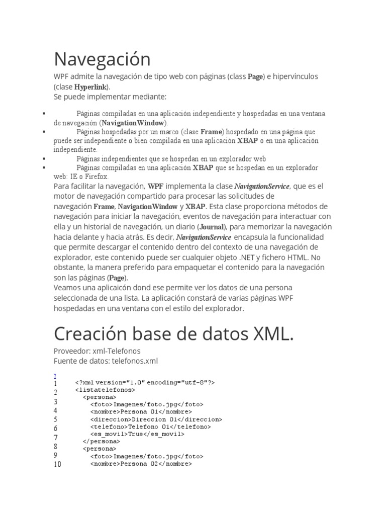 Navegación en WPF con Páginas y XML | PDF | Software del sistema ...