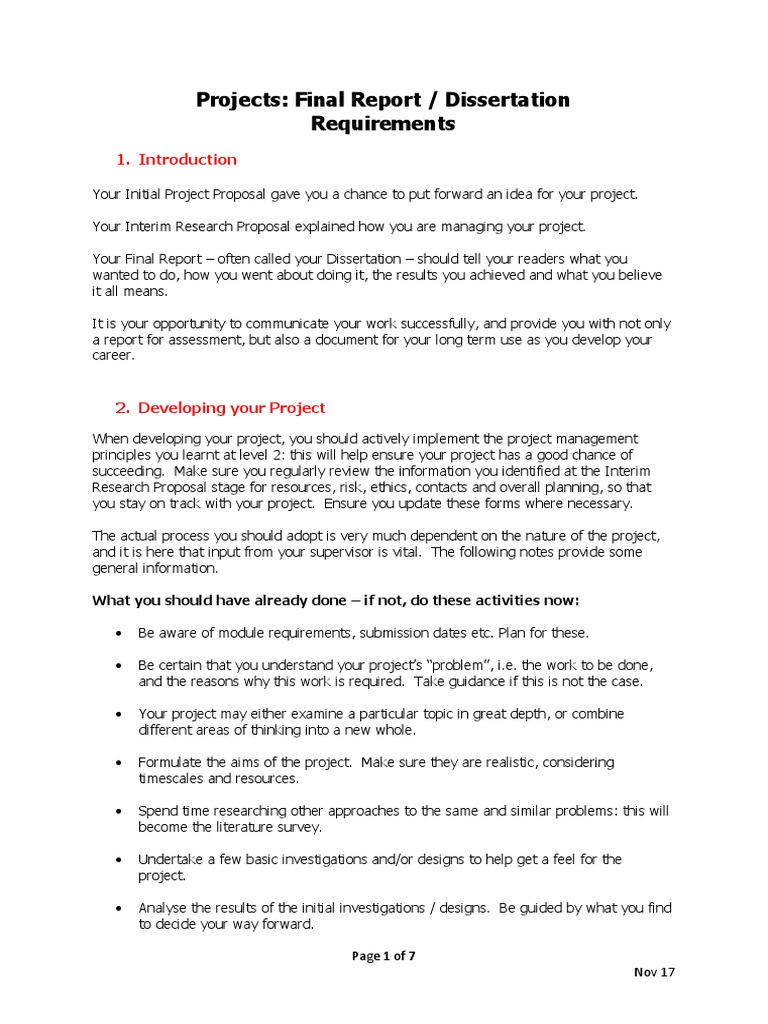 Final Report Guidelines for Dissertations | PDF | Thesis | Theory