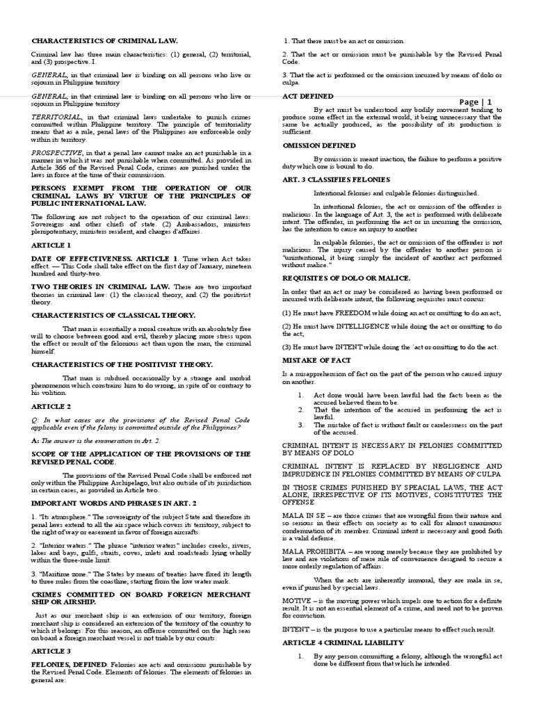 Characteristics of Criminal Law | PDF | Criminal Law | Felony