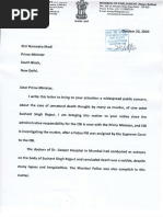 Letter To Prime Minister On AIIMS Investigation of SSR