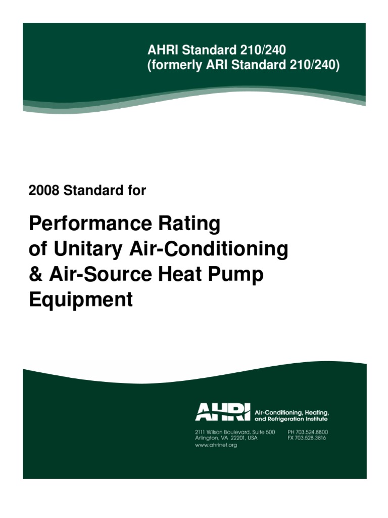 Ahri Standard 210 240 Hvac Heat Pump