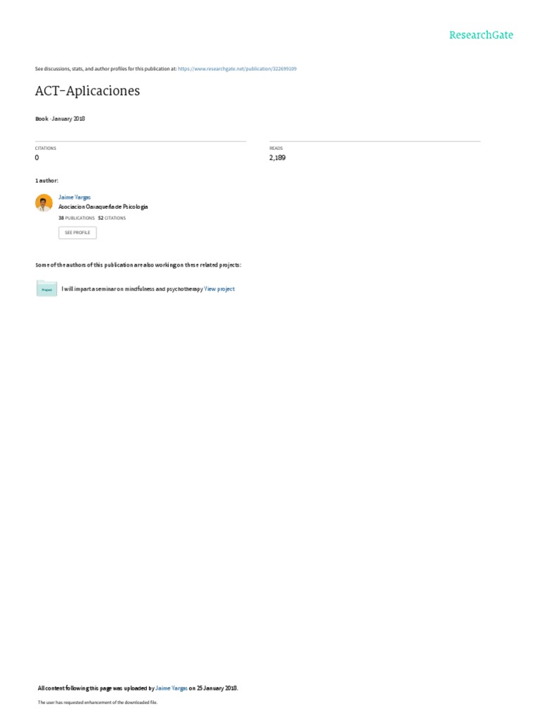 ACT Aplicaciones PDF PDF Terapia Cognitiva Ansiedad