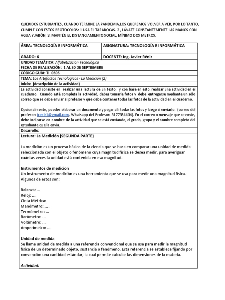 Actividades de Medición para 6to Grado | PDF | Medición | Maestros