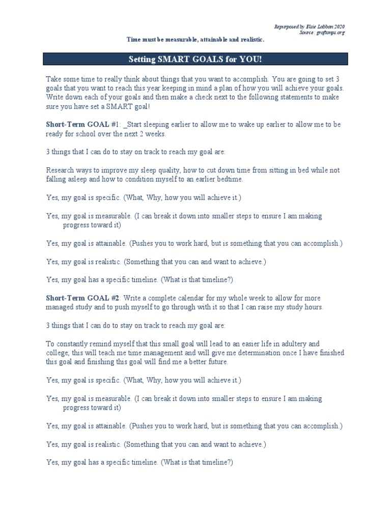 SMART GOALS Handout