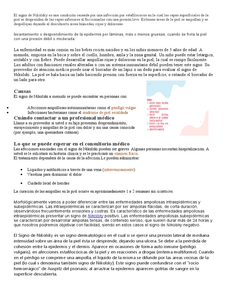 Signo de Nikolsky PDF Piel Enfermedades y trastornos