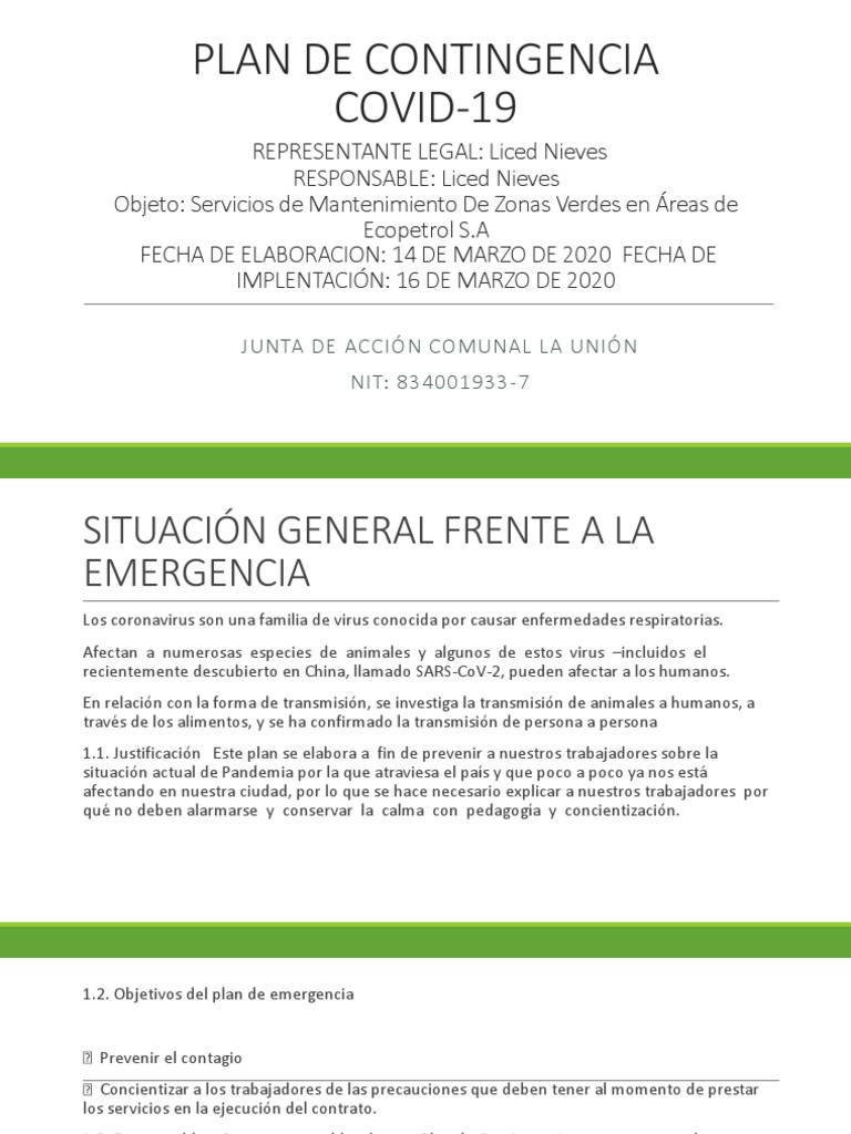 Plan de Contingencia Covid 19 | PDF | Especialidades Medicas | Ciencias ...
