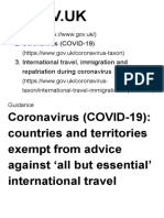 Coronavirus (COVID-19) - Countries and Territories Exempt From Advice Against All But Essential' International Travel - GOV - UK