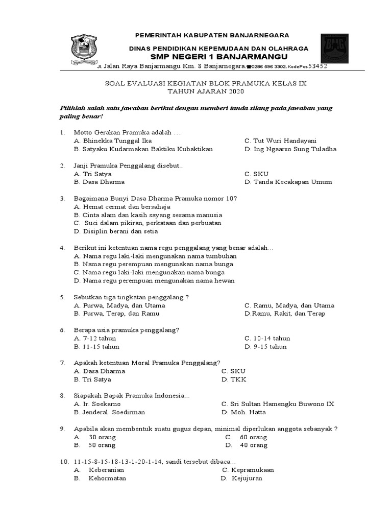 Soal Blok Pramuka Kls 9 Pdf