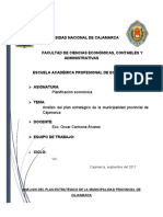 Análisis de El Plan Estrategico de La Municipalidad Provincial de Cajamarca