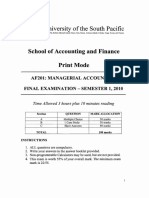 USP Managerial Accounting Final Exam Multiple Choice Questions