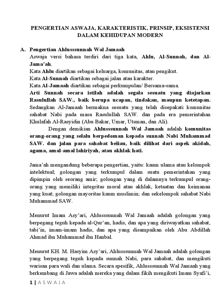 Pengertian Aswaja | PDF