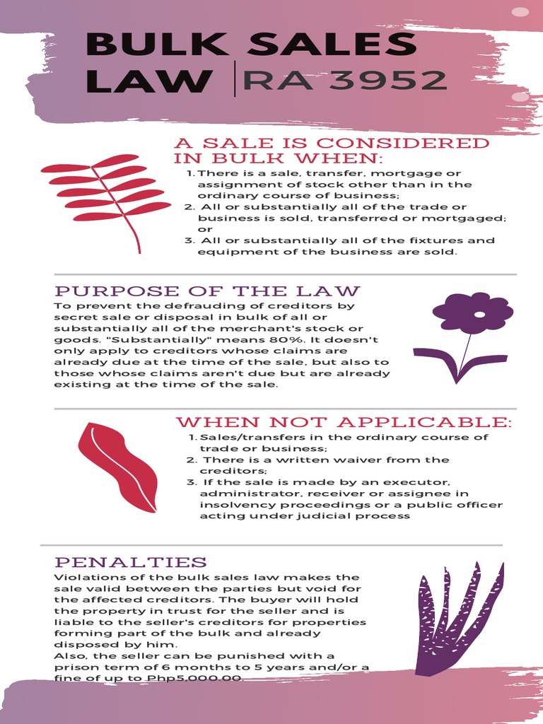 Bulk Sales LAW A Sale Is Considered in Bulk When PDF