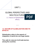 Unit 1 Global Perspectives and Multiculturism: 1.1 Nature of Globalization and Its Effects