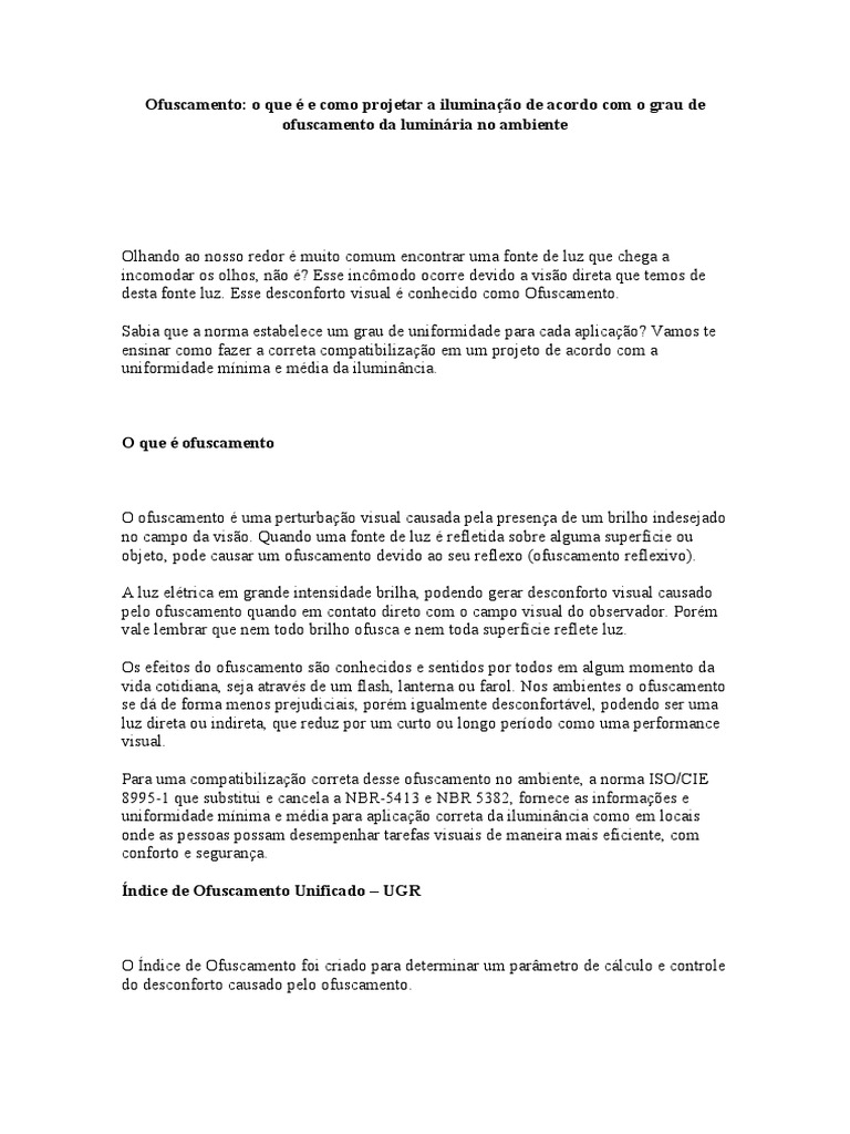 Ofuscamento - O Que É e Como Projetar A Iluminação de Acordo Com o Grau ...