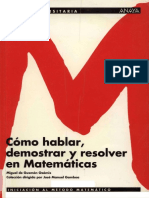 Miguel de Guzman - Como Hablar Demostrar y Resolver en Matematicas