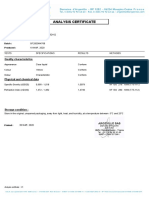 Analysis Certificate: Quality Characteristics