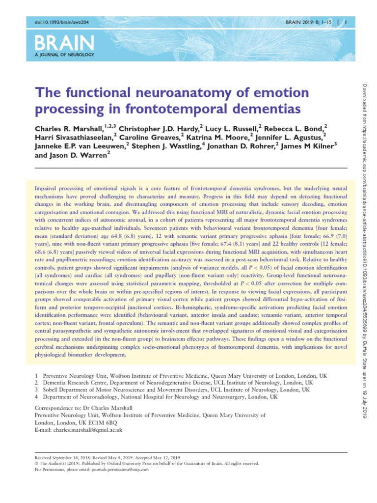 2019 - The Functional Neuroanatomy of Emotion Processing in ...