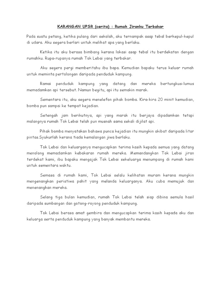 Karangan Upsr Contoh Pdf