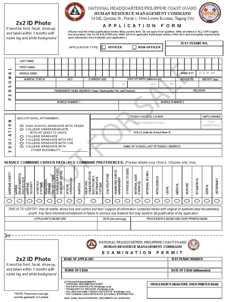 Application for a Career with the Philippine Coast Guard A Review of