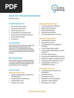 Course 132 - Microsoft Excel Advanced: You Will Learn How To