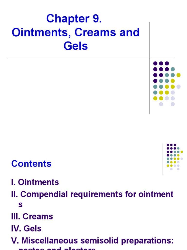 Ointments, Creams and Gels PDF Topical Medication Chemical Substances