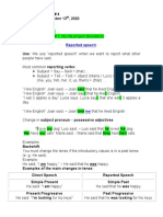 Virtual English Lesson Report: Reported Speech, Exercises, and Life Project Presentation