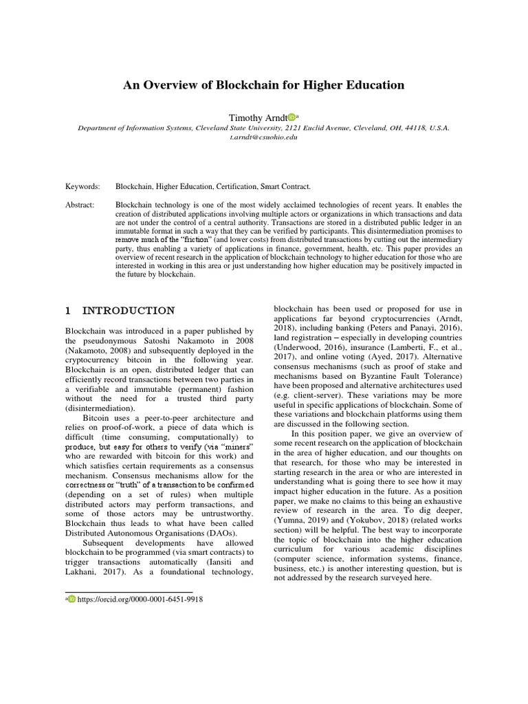 Blockchain Applications in Higher Education | PDF | Cryptocurrency ...