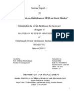 "Critical Analysis On Guidelines of SEBI On Stock Market": A Seminar Report - I ON