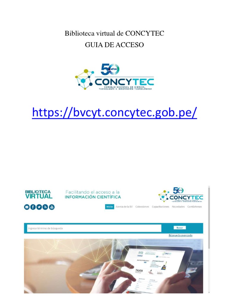 Acceso a la Biblioteca Virtual CONCYTEC | PDF | Libreria digital ...