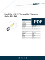 Bombilla LED E27 Regulable Filamento Globo G80 6W 