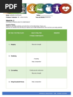 Week No. 2: My Daily Routine Class Health Related Fitness Components Remarks