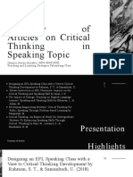 Of Articles On Critical Thinking in Speaking Topic